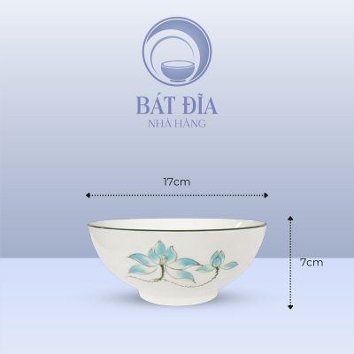 Kích Thước Tô Sâu Men Kem Vẽ Sen Xanh