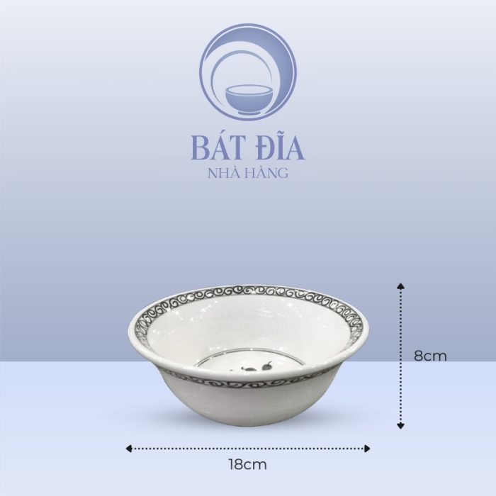 Kích Thước Tô Sâu Men Trắng Vẽ Hoa Dây
