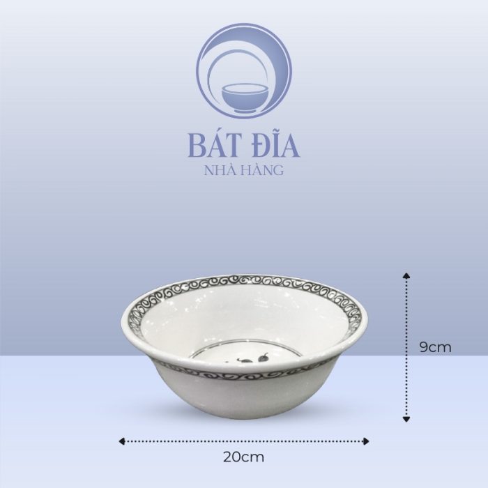 Kích Thước Tô Sâu Men Trắng Vẽ Hoa Dây