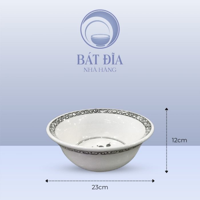 Kích Thước Tô Sâu Men Trắng Vẽ Hoa Dây