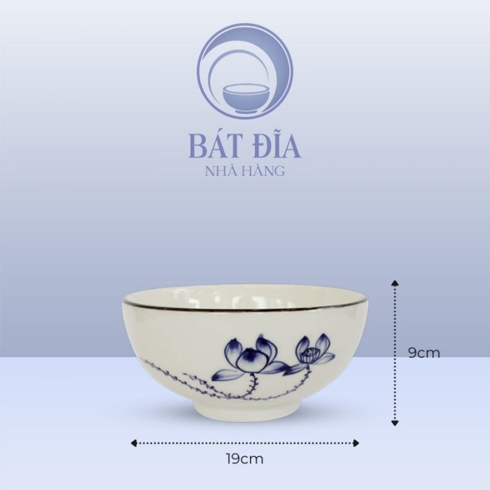 Kích Thước Tô Sâu Men Trắng Vẽ Sen Lam