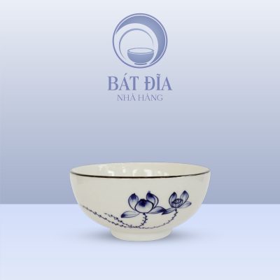 Tô Sâu Men Trắng Vẽ Sen Lam