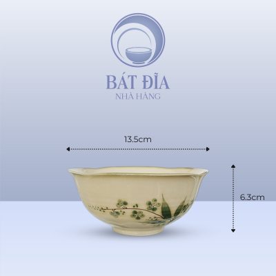 Kích Thước Tô Sâu Men Xanh Đào Chuồn