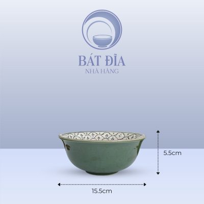 Kích Thước Tô Sâu Men Xanh Hoa Bèo