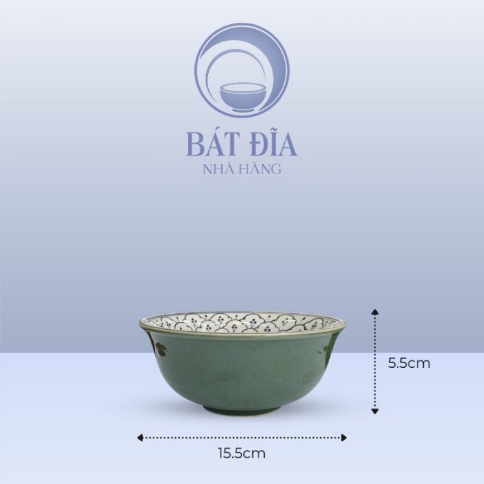 Kích Thước Tô Sâu Men Xanh Hoa Bèo