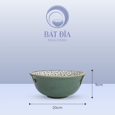 Kích Thước Tô Sâu Men Xanh Hoa Bèo