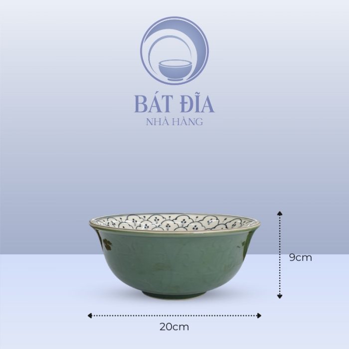Kích Thước Tô Sâu Men Xanh Hoa Bèo