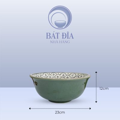 Kích Thước Tô Sâu Men Xanh Hoa Bèo