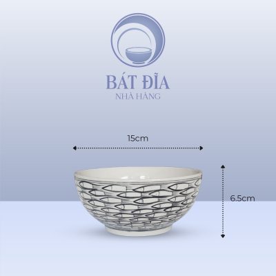 Tô Sâu Men Trắng Vẽ Cá Đàn