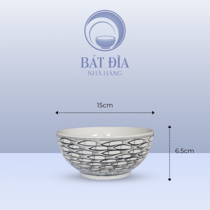 Tô Sâu Men Trắng Vẽ Cá Đàn