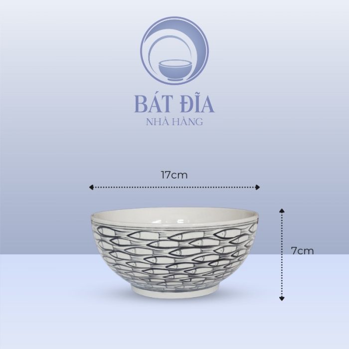 Tô Sâu Men Trắng Vẽ Cá Đàn