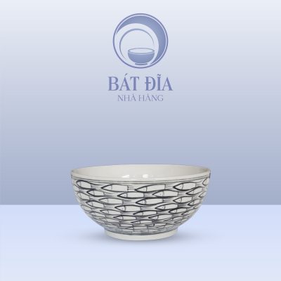 Tô Sâu Men Trắng Vẽ Cá Đàn