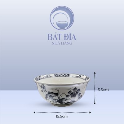 Kích Thước Tô Sâu Men Trắng Vẽ Hoa Sen Đen