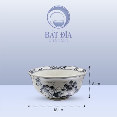Kích Thước Tô Sâu Men Trắng Vẽ Hoa Sen Đen