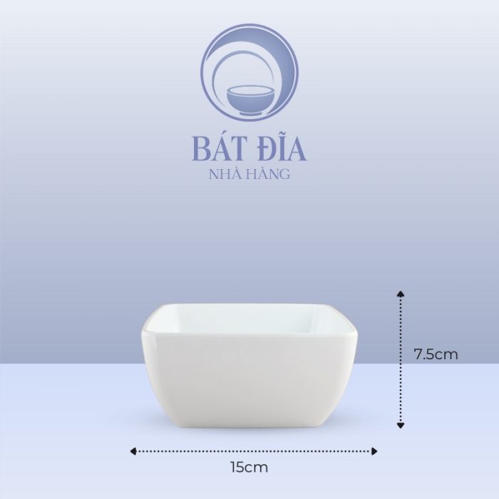 Kích Thước Tô Vuông Melamine Trắng