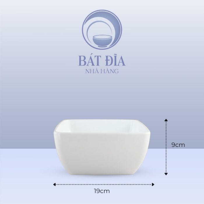 Kích Thước Tô Vuông Melamine Trắng