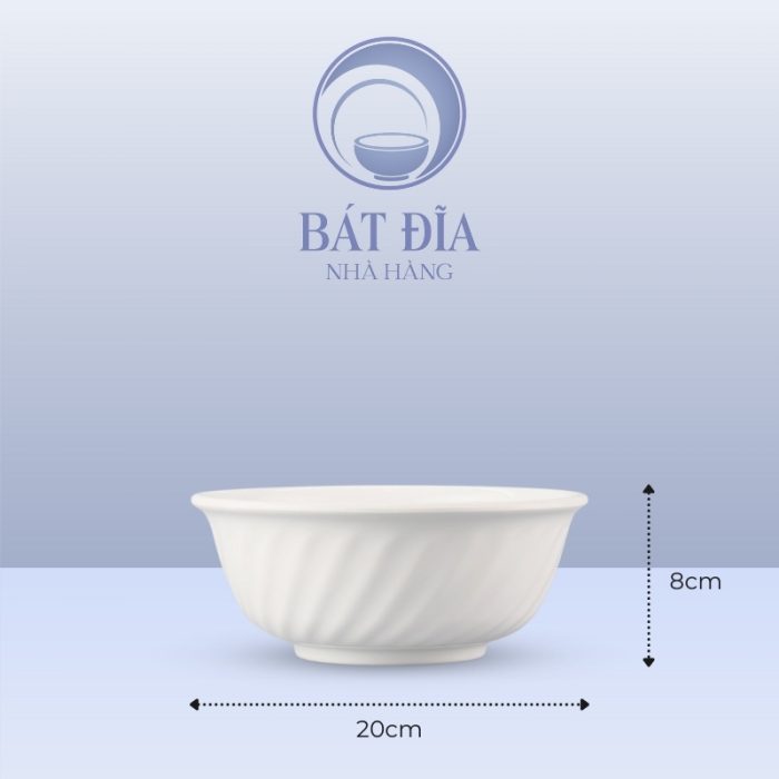 Kích Thước Tô Xoắn Melamine Trắng