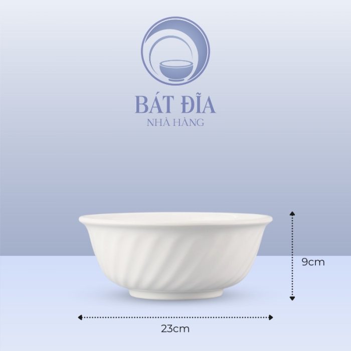 Kích Thước Tô Xoắn Melamine Trắng