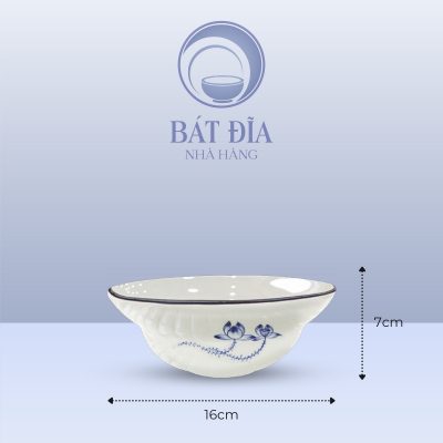Kích Thước Tô Yêu Men Trắng Vẽ Sen Lam