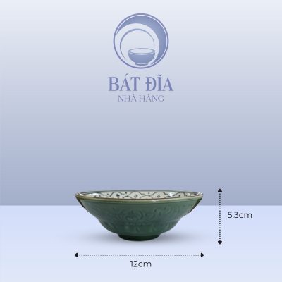 Kích Thước Tô Yêu Men Xanh Hoa Bèo