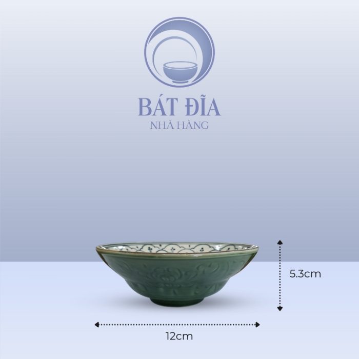 Kích Thước Tô Yêu Men Xanh Hoa Bèo