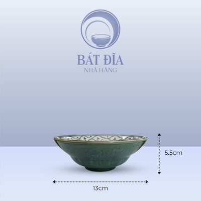 Kích Thước Tô Yêu Men Xanh Hoa Bèo