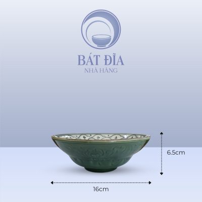Kích Thước Tô Yêu Men Xanh Hoa Bèo
