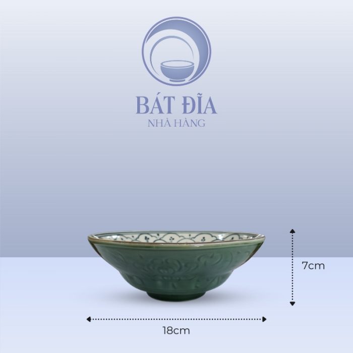 Kích Thước Tô Yêu Men Xanh Hoa Bèo