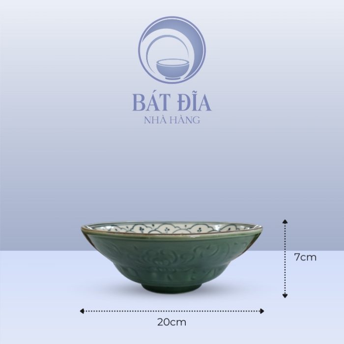 Kích Thước Tô Yêu Men Xanh Hoa Bèo