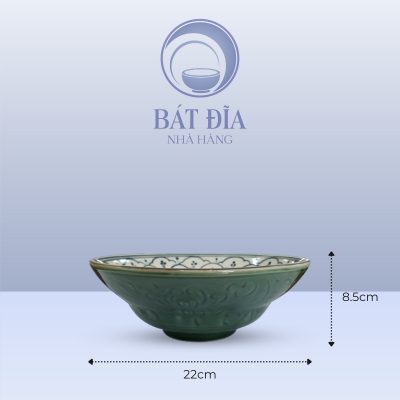 Kích Thước Tô Yêu Men Xanh Hoa Bèo