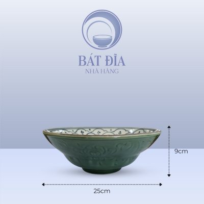 Kích Thước Tô Yêu Men Xanh Hoa Bèo