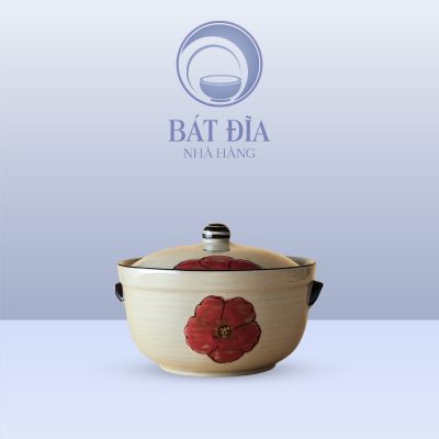 Âu Cơm Men Kem Hoa Sứ Đỏ