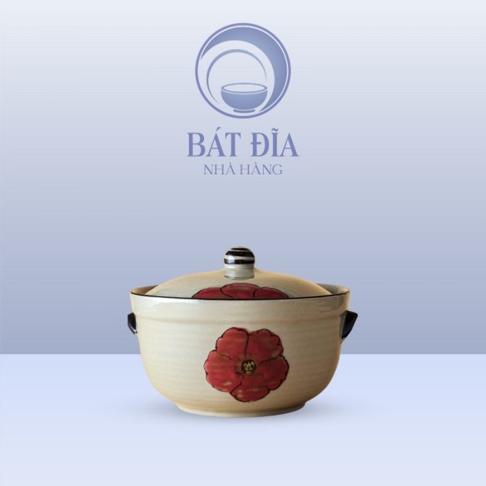 Âu Cơm Men Kem Hoa Sứ Đỏ