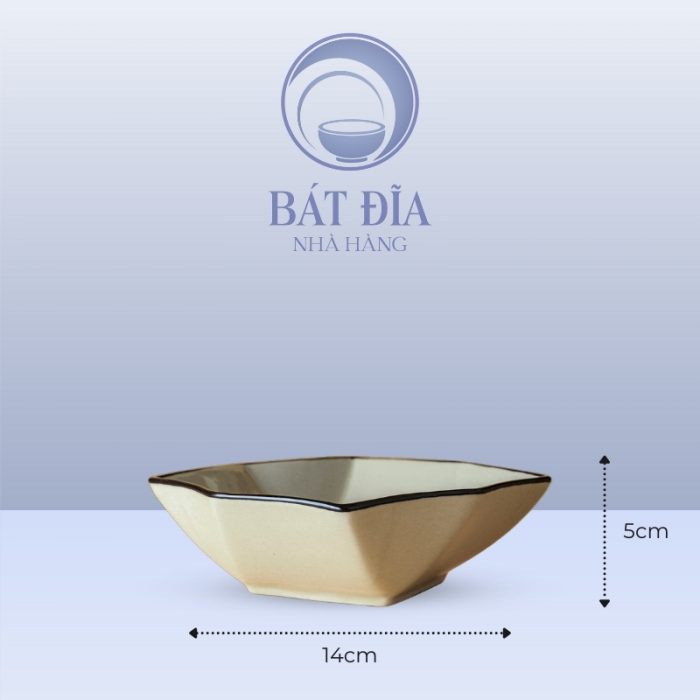 Kích thước Bát Bát Giác Men Kem Hoa Sứ Đỏ