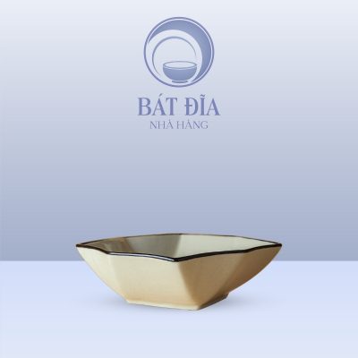 Bát Bát Giác Men Kem Hoa Sứ Đỏ