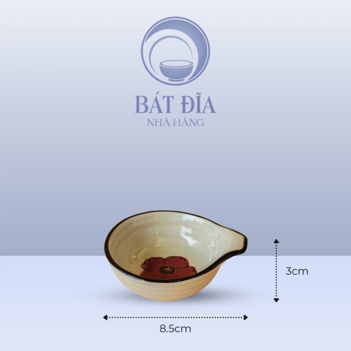 Kích thước Bát Cán Men Kem Hoa Sứ Đỏ