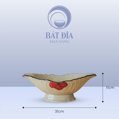 Kích thước Bát Gà Men Kem Hoa Sứ Đỏ