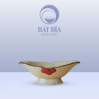 Bát Gà Men Kem Hoa Sứ Đỏ