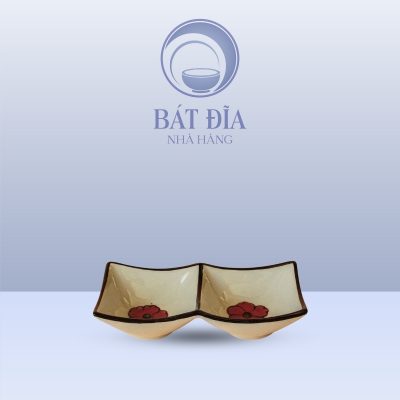 Bát Mắm Đôi Men Kem Hoa Sứ Đỏ
