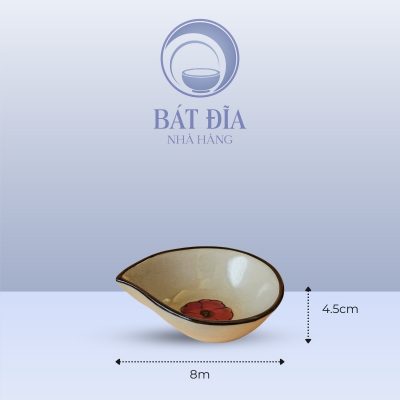 Kích thước Bát Quả Đào Men Kem Hoa Sứ Đỏ