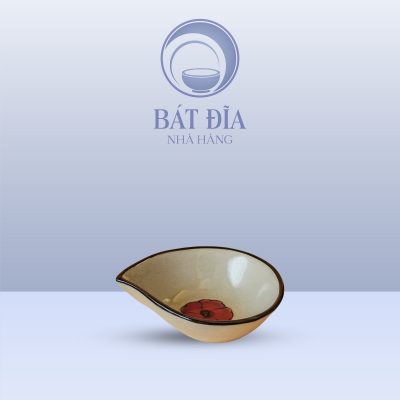 Bát Quả Đào Men Kem Hoa Sứ Đỏ