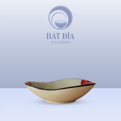 Bát Salad Hoa Men Kem Hoa Sứ Đỏ