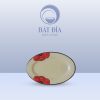 Đĩa Bầu Dục Men Kem Hoa Sứ Đỏ