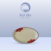 Đĩa Bầu Dục Sâu Lòng Men Kem Hoa Sứ Đỏ