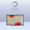 Đĩa Chữ Nhật Men Kem Hoa Sứ Đỏ