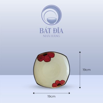 Kích thước Đĩa Pháp Cắt Men Kem Hoa Sứ Đỏ