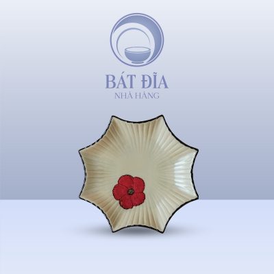 Đĩa Sao Đại Men Kem Hoa Sứ Đỏ