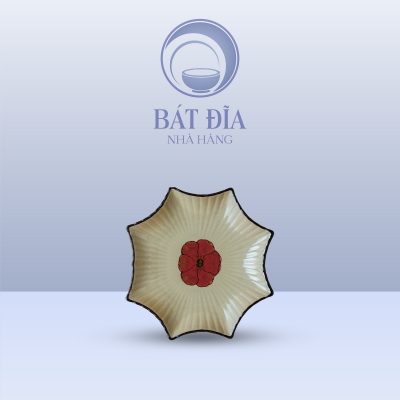 Đĩa Sao Múi Men Kem Hoa Sứ Đỏ