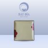 Đĩa Vuông Men Kem Hoa Sứ Đỏ