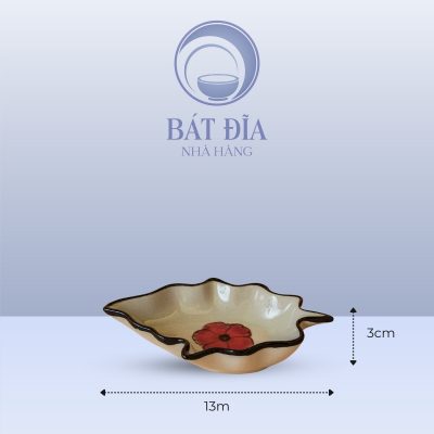 Kích thước Gia Vị Lá Men Kem Hoa Sứ Đỏ
